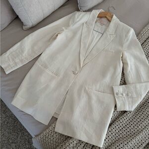 Elegant white linen blazer